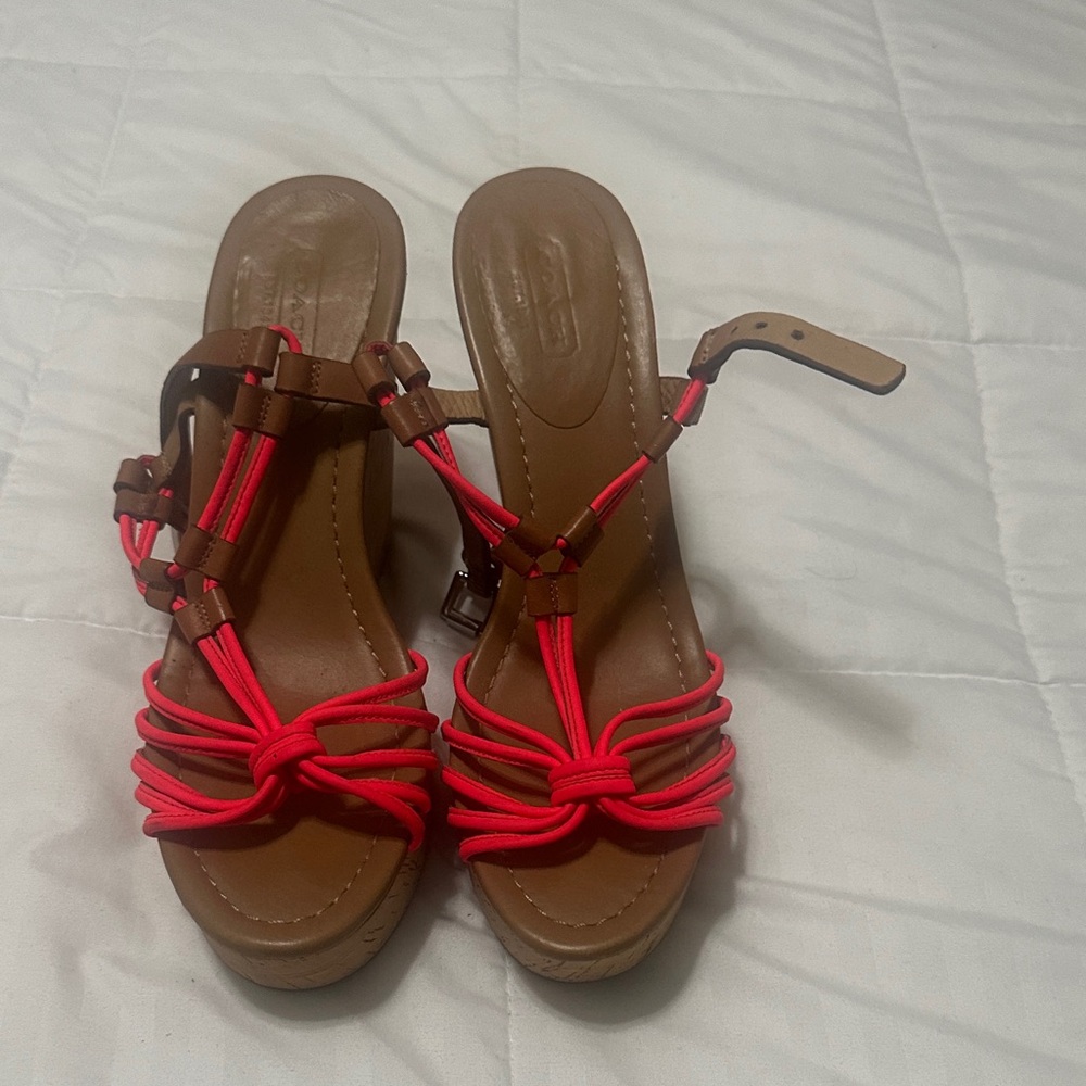 Coach Brown and Red Women's Sandals